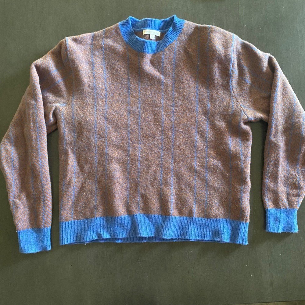 JW Anderson Uniqlo Wool Sweater Blue Brown Chevron Herringbone L 351-479841